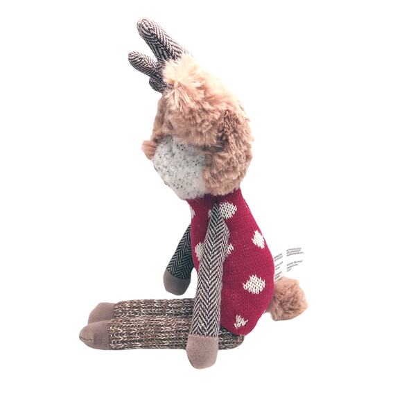 🎄🦌 Anthropologie Sock Monkey Reindeer Plush Tree Topper 🐒✨ Rare 2016 Holiday - Picture 3 of 16